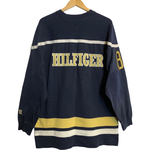 Vintage Tommy Hilfiger Athletics #88 Men's Blue Hockey Long Sleeve Jersey XL - Picture 2 of 15